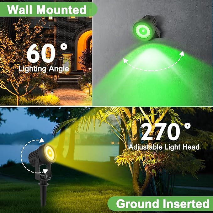 Solar Spotlights Outdoor Waterproof, RGB Landscape Spotlights, Christmas Decorative Solar Spot Lighting for Garden, Yard, Pathway, Lawn, Poolside, Party, 2-in-1 Mounted (RGB, 4 Pack)