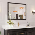 Amorho Bathroom Mirror Black, 48x40 Inch Thick Metal Framed Wall Mirrors, Suitable or Bedroom, Living Room, Entryway, Rectangle Wall-Mounted Mirrors(Horizontal/Vertical).