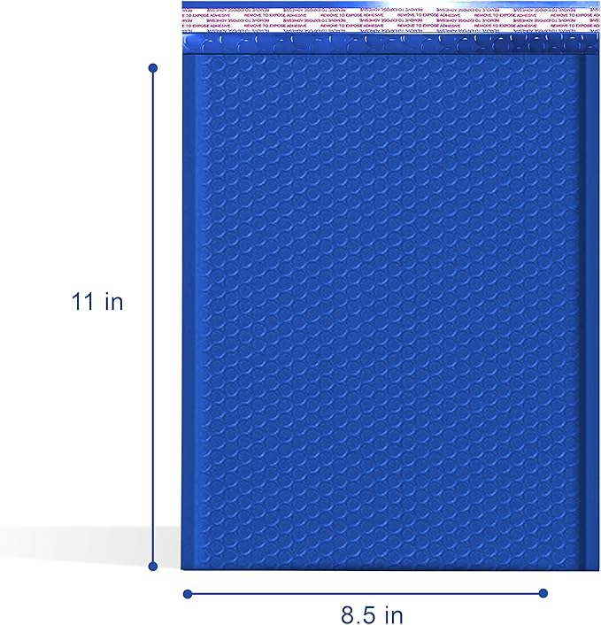 Royal Blue 8.5x12 Inch Poly Bubble Mailers #2 | Self Seal Large Padded Envelopes | Air Cushioned Bubble Mailer | Usable Size 8.5x11 | Waterproof Lightweight Mailing Shipping Bags | 100 Pack Bulk