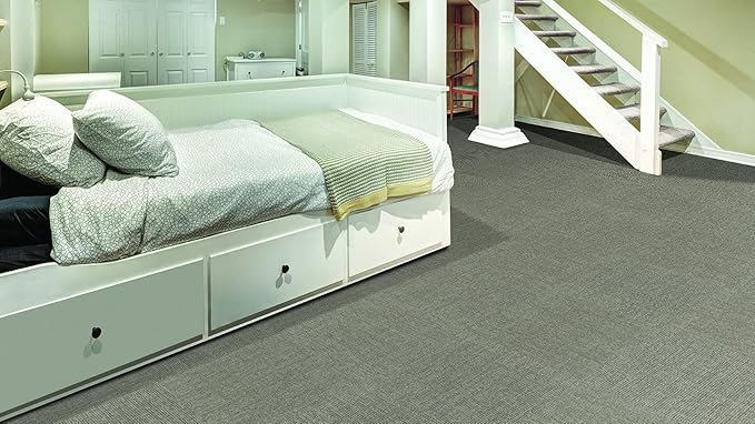 Mohawk Basics 24" x 24" Berber (Loop pile), 0.09" Pile Height, Carpet Tile, PET Fiber, Beige Color, (24 Tiles), (96 sqft/carton)