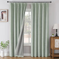 Joydeco Pinch Pleated Curtains - 100% Blackout for Bedroom, Sage Green Linen Curtains 40" W x 90" L, Thermal Insulated 2 Panels Light Blocking Drapes, Back Tabs for Living Room
