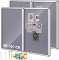 2 Pack Enclosed Bulletin Board 48"x36" Weather Resistant Lockable Enclosed Notice Cork Case Display Board Wall Mounted 2 Locking Door Aluminum Frame for Office School Commercial, 12xA4(Gray)