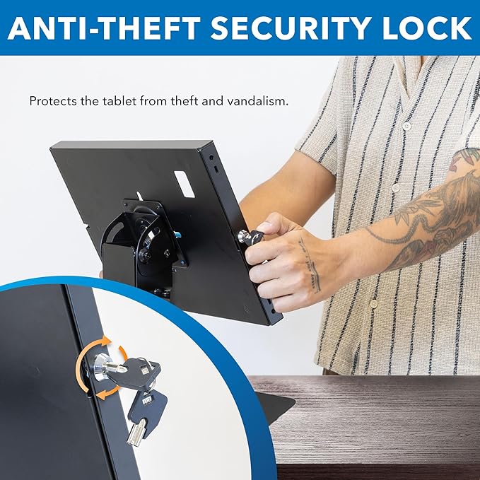 Mount-It! Anti-Theft Tablet Kiosk, Locking Countertop Tablet Enclosure with Freestanding Base, Universal Enclosure Compatible with iPads Gen 7, 8, 9 and 10, iPad Pro, iPad Air, Black