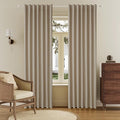 DUALIFE 100% Blackout Linen Taupe Curtains 84 Inch for Living Room Darkening, Bedroom Linen Drapes 84 Inches Long Rod Pocket/Back Tab Heat Blocking Bohemian Pleated Window Curtain(50"x84"x2)