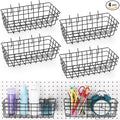 Sieral 4 Pcs Large Pegboard Baskets Set 12 x 6.5 x 4 Inch Black Metal Wire Baskets Peg Board Organizer Accessories Wall Mount Pegboard Bins Workbench Garage Storage Versatile Wall Organizer Attachment