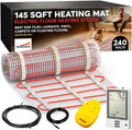 Electric Heated Floor System, 145 Sqft 240V Underfloor Electric Heating System, Heated Floor Mat, Radiant Heaters for Indoor Use, Heating Mat with 7-Day/4 Event Programmable GFCI Thermostat