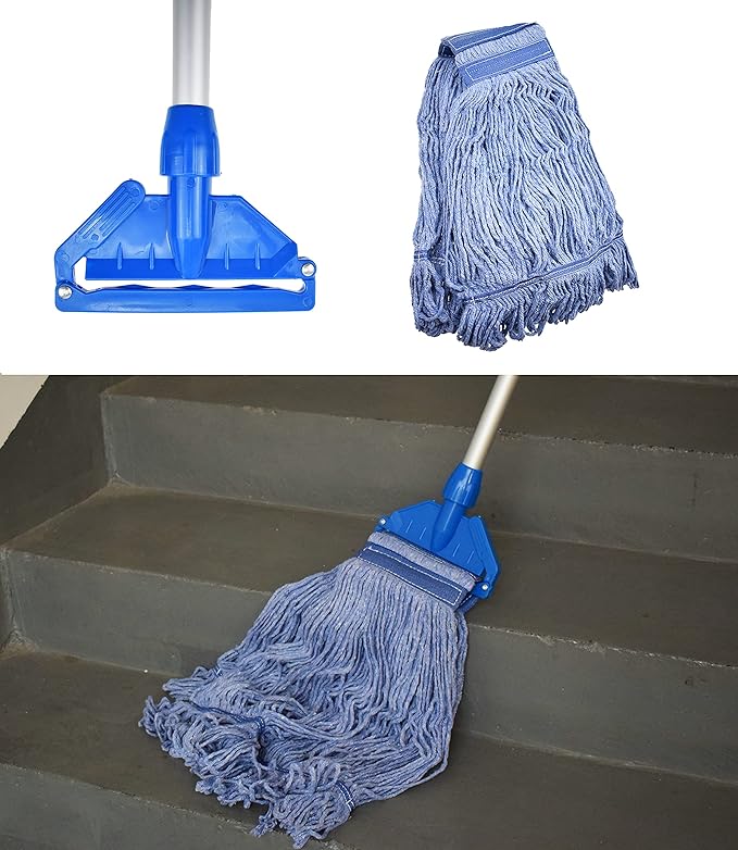 Mop Head Replacement Commercial Heavy Duty String Blue Wet Mop Heads for 3 Typs Commercial Mop Handle(6,Large,Weight 23oz)