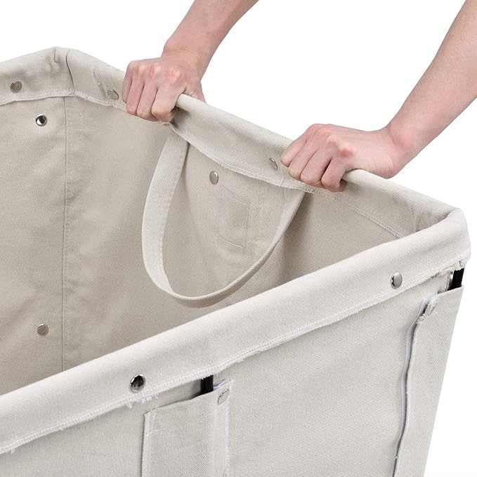 Global Industrial 20 Bushel, Canvas Basket Bulk Truck, 48" L x 32" W x 36" H, Unassembled, Rolling Laundry Cart, Commercial Material Handling Cart with Swivel Rubber Casters