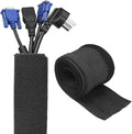 uxcell Hook and Loop Cable Management Sleeve, 6.6ft x 0.6 Inch Flexible Cable Wrap Cover Wire Hider, Cord Organizer and Cable Protectors for Desk TV Computer, Black