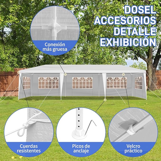 10x30 FT Party Tent, Outdoor Wedding Tents for Parties, Canopy Event Tent with 5 Removable Sidewalls, Waterproof Gazebo Shelter for Birthday Parties, Weddings, BBQs & Events (10X30FT-5Sides White)