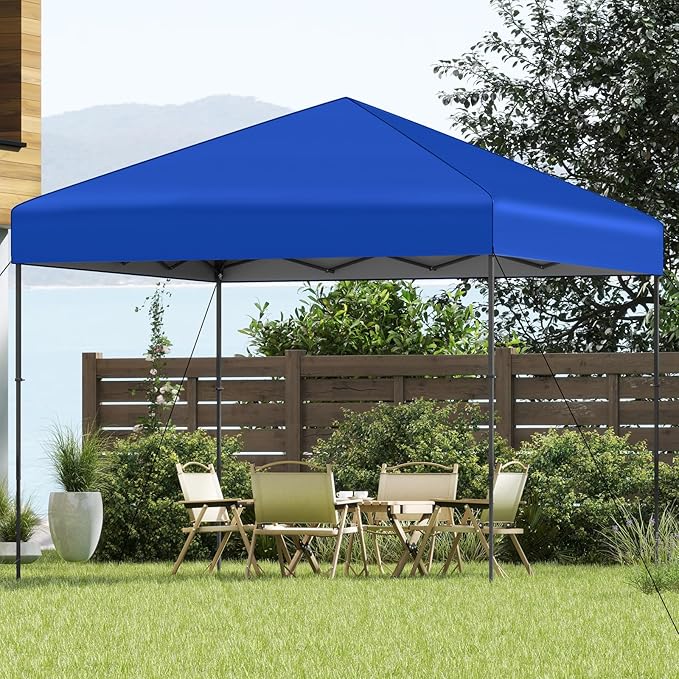 Tangkula 10x10 FT Pop Up Canopy, UPF50+ Portable Outdoor Tent with 8 Stakes, 4 Wind Ropes, Carrying Bag, Foldable Canopy Tent for Beach Party Event Camping