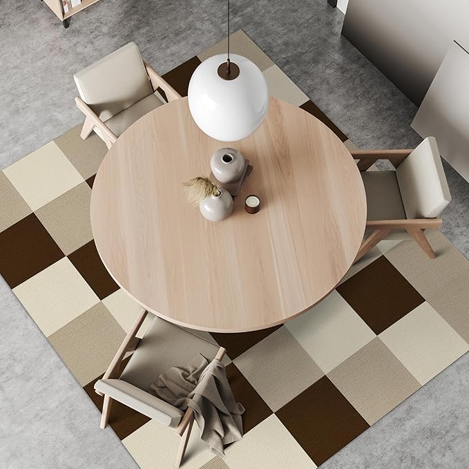 20Pcs Carpet Tiles Peel and Stick, Self Adhesive Carpet Floor Tile 12” x 12”, White Soft Padded Flooring Sticker, Home Decor for Bedroom Living Room Office, 20 sq ft per Box
