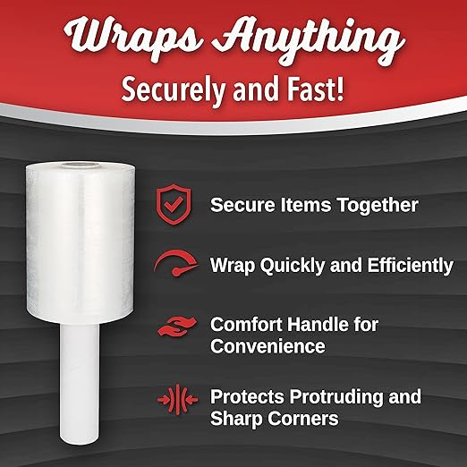 2 Pack Industrial Strength Mini Hand Stretch Wrap 5" 1000 Ft Roll 80 Gauge Thick, Shrink Wrap Roll for Moving Supplies, Furniture, Pallets, Plastic Wrap for Packing, Heavy Duty Stretch Film