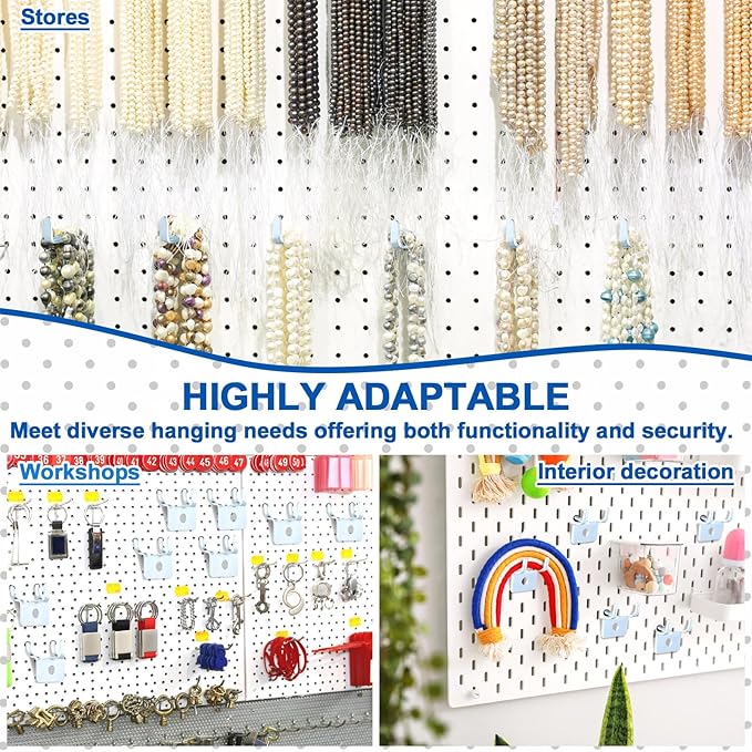 Tandefio 100 Pcs Pegboard Hooks Metal Prong Hook Peg Board for Hanging Hangers for Wall Picture Jewelry Display Tool (Silver)
