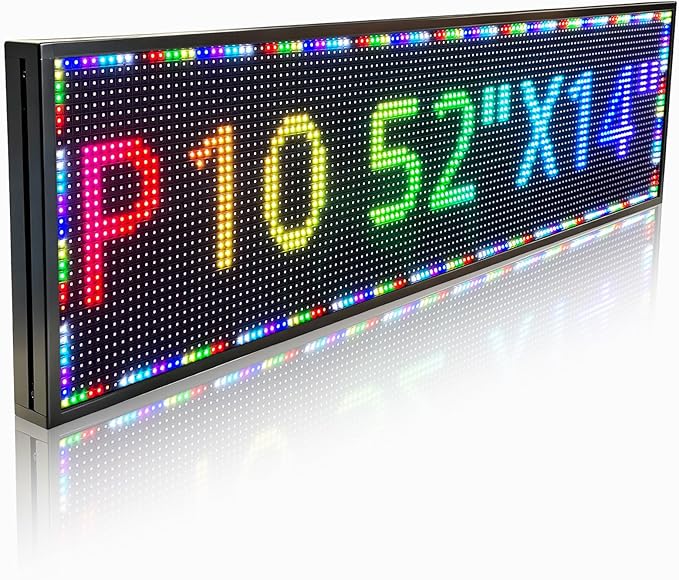 P10(52" * 14") Scrolling Programmable Led Sign Custom Outdoor Digital For Business Display Screen Matrix Panel Electronic Message Board Neon Full Color Advertising Light Wifi Control