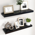 fuqing 30 Inch Floating Shelves for Wall, Black Wood Floating Shelves Set of 2, 30 Inch Wide x 6.7 Inch Deep Wooden Shelves for Living Room Bedroom Bathroom Home Office