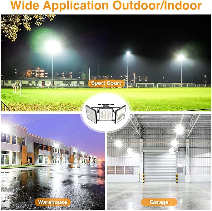 2025 Elite New Upgraded LED Flood Light Outdoor 300W 2 Pack 45000lm Stadium Flood Lights, 5000K IP66 Waterproof Adjustable Adjustable Floodlight for Street, Parking Lot