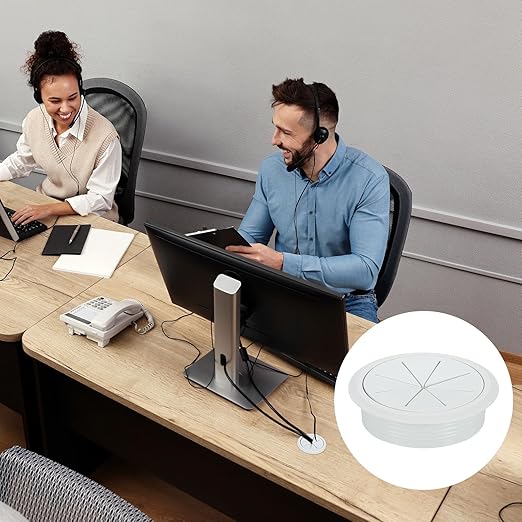 uxcell 4 Pcs Desk Grommet, 3.15 inch 80mm Desk Cable Hole Cover Wire Hole Insert for Home Office Table Cabinet Cord Organizer, Gray