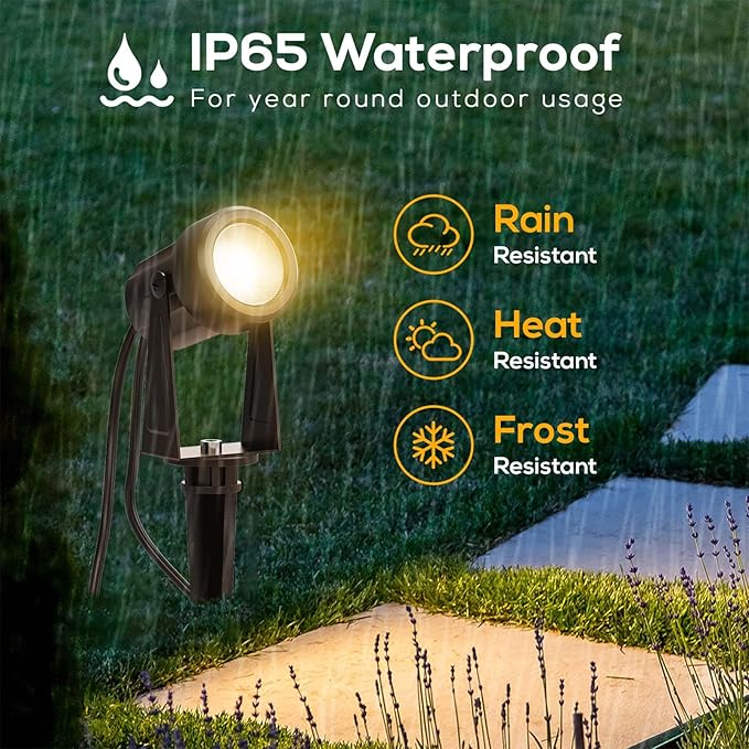 Banord Outdoor Landscape Lighting, 8 Pack Outdoor Spot Lights, Low Voltage LED Landscape Lighting with Transformer for Yard, Plant, Lawn, Garden, IP65 Waterproof & 2700K Warm White