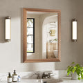 24x32 Inch Bathroom Mirror for Wall, Anti-Rust Walnut Wood Grain Metal Framed Bathroom Mirrors for Over Sink,Rectangler Mirrors for Bathroom Vanity, Farmhouse, Bedroom, Living Room, Entryway Decor