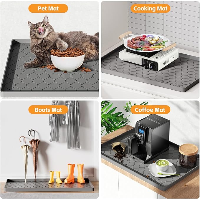 Silicone Under Sink Mat 31" x 22", kitchen Essentials and Gadgets, Shelf liner and Cabinet Protector, Home Organizers and Storage, Waterproof Bathroom Tray