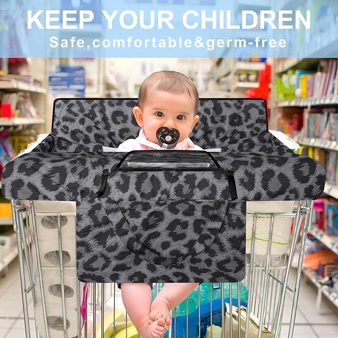 Shopping Cart Cover for Baby 2-in-1 High Chair Cover with Safety Harness Multifunctional Grey Pattern Cart Covers for Babies Soft Padded Grocery Cart Cover for Baby Boy Girl
