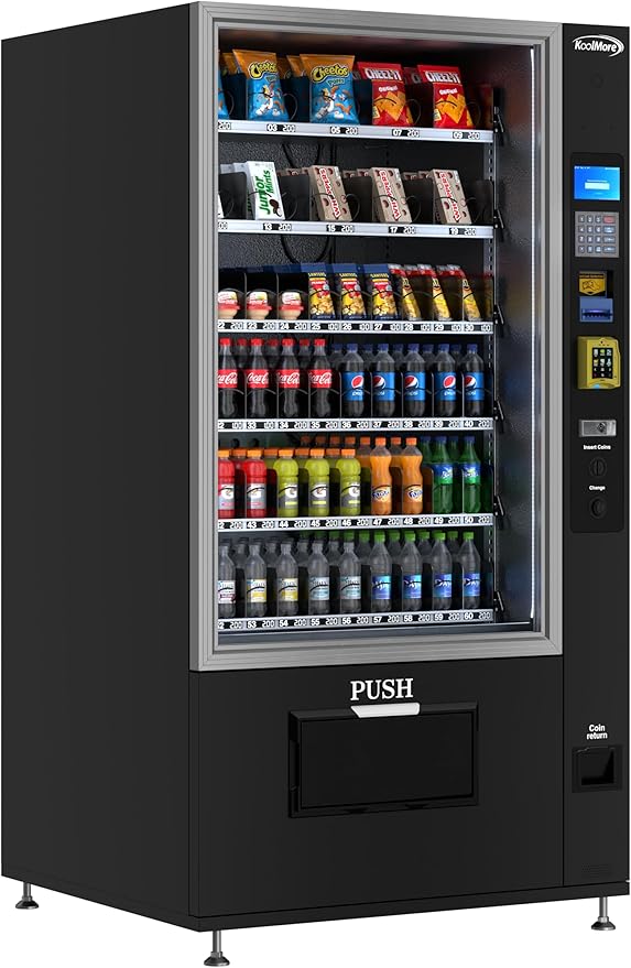 KoolMore Refrigerated Snack Vending Machine with 60 Slots, Bill Acceptor and Credit Card Reader in Black (KM-VMR-40-BR)