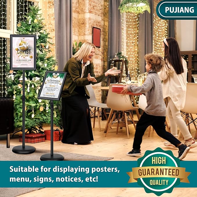 6Packs Sign Holder Stand 8.5 x 11 - Adjustable Heavy Duty Poster Sign Stands for Display 8.5 x 11 - Floor Standing Sign Holder for Vertical and Horizontal Sign Displayed(Black)