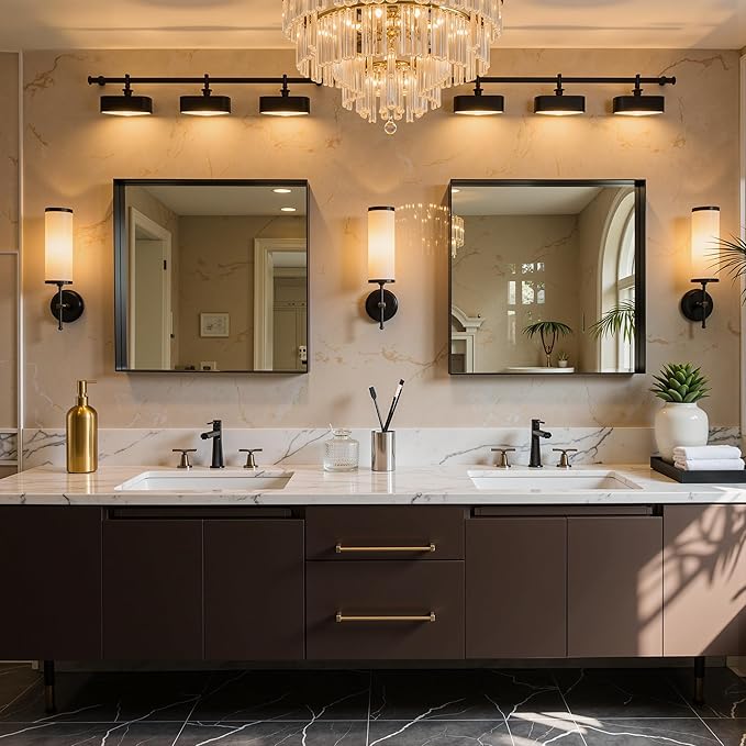 30"x30" Black Framed Bathroom Mirror, Large Rectangular Vanity Mirror, Aluminum Metal Frame, Wall Farmhouse Modern Wall-Mounted Mirrors for Bathroom, Bedroom, Living Room, Over Sink