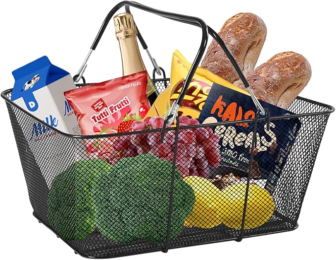 12PCS Shopping Baskets with Handles, Portable Wire Shopping Basket,for Stores Shopping