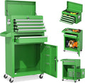 INTERGREAT Tool Chest Cabinet, 5-Drawer Rolling Tool Chest with Detachable Top Tool Box, Tool Chests with Universal Lockable Wheels, Metal Tool Cart for Garage, Workshop, Barbershop(Green)