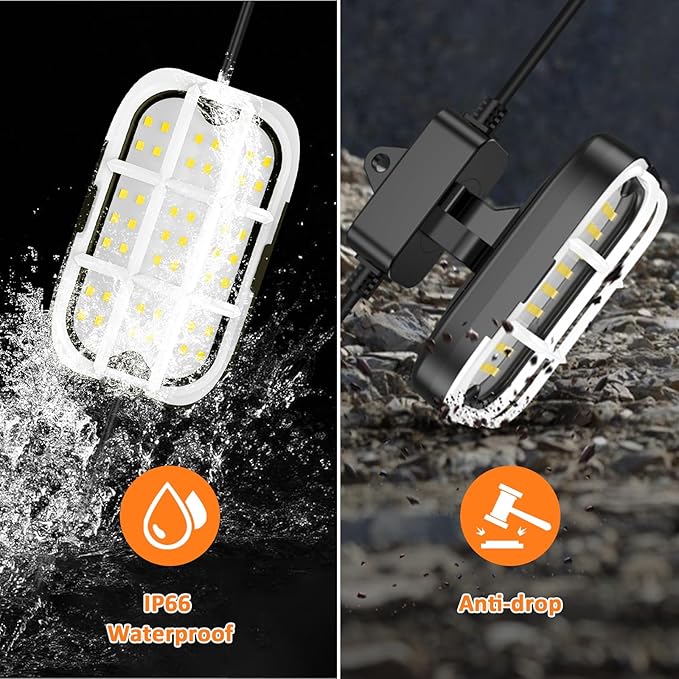 50ft LED Construction String Lights,Super Bright 7500lm 75w Adjuest 90&180 Degrees On Both Sides Waterproof IP66 Led String Work Lights, Construction Temporary Lights (50ft-Adjustable 5lights).
