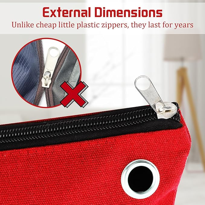 4 Pcs Interoffice Mailer Canvas Transit Sack Zipper Bag 18" x 14" Large Zipper Pouch with Grommet Interoffice Mail Bag (Red)