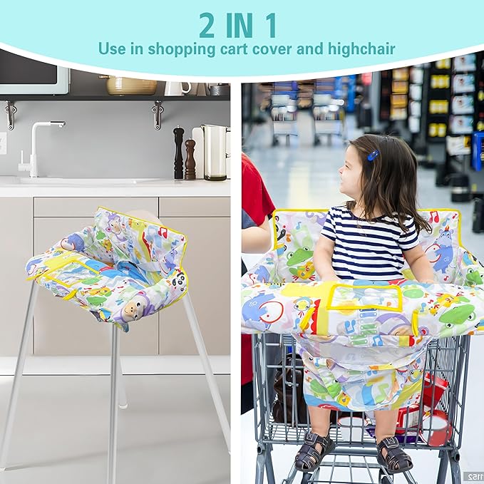 Shopping Cart Cover for Baby,2-in-1 High Chair Cover with Portable Cloth Bag,Cart Seat Pad for Babies Grocery Cushion Cover Restaurant,Suitable for All Supermarkets