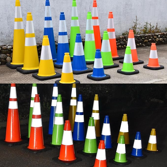 8 Pack 12 Inch Orange PVC Traffic Cones Black Base Stable Durable, Sport Training Soccer Practice Kids Safety Markers Indoor Outdoor Use (8, Orange, 12 Inch)