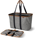 CleverMade Collapsible LUXE Tote - Gray Black 1 Pack 30L / 8Gal - Reusable Utility Grocery Shopping Storage Bag Organizer w/ Handles Reinforced Bottom
