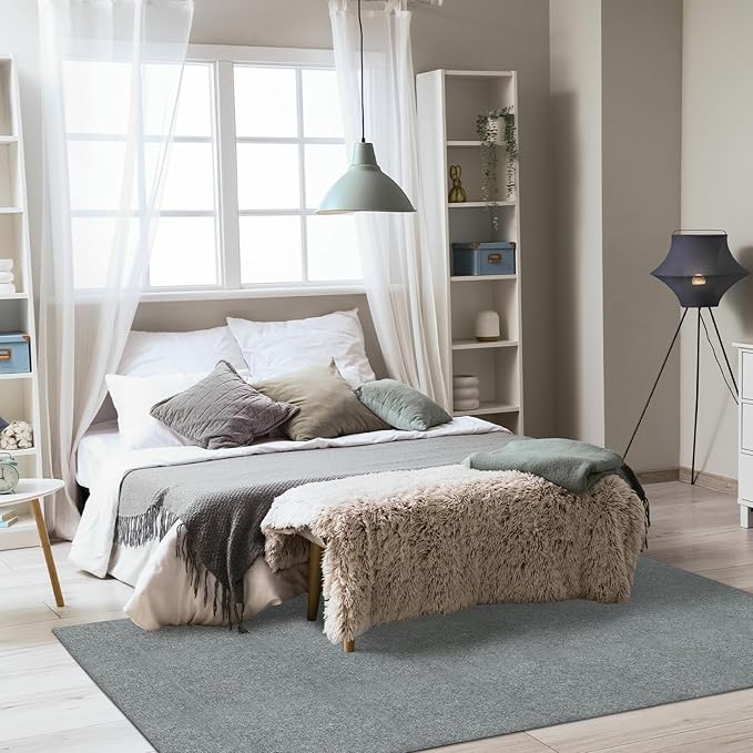 20Pcs Carpet Tiles Peel and Stick, Self Adhesive Carpet Floor Tile 12” x 12”, Light Grey Soft Padded Flooring Sticker, Home Decor for Bedroom Living Room Office, 20 sq ft per Box