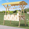 Outdoor Vendor Cart, Portable Cart with Canopy, Movable Stall Display Stand, Foldable Vending Stand Kiosk Display Trolley with Canopy, for Market, Street Food, Events(Yellow 3,120cm/47.2in)