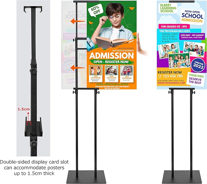 2Pack Poster Holder for Display, Adjustable Pedestal Sign Stand Up to 78 Inches, Double Sided for Board & Foam, Sign Holder Stand with Non-Slip Mat Base for Wedding, Restaurant & others
