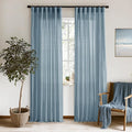 XTMYI Dusty Blue Curtains 84 Inches Long for Living Room,Light Filtering Country Vintage Hooks Pleated Back Tab Semi Sheer Linen Curtains for Bedroom 2 Panels Set,Grey Stone Blue