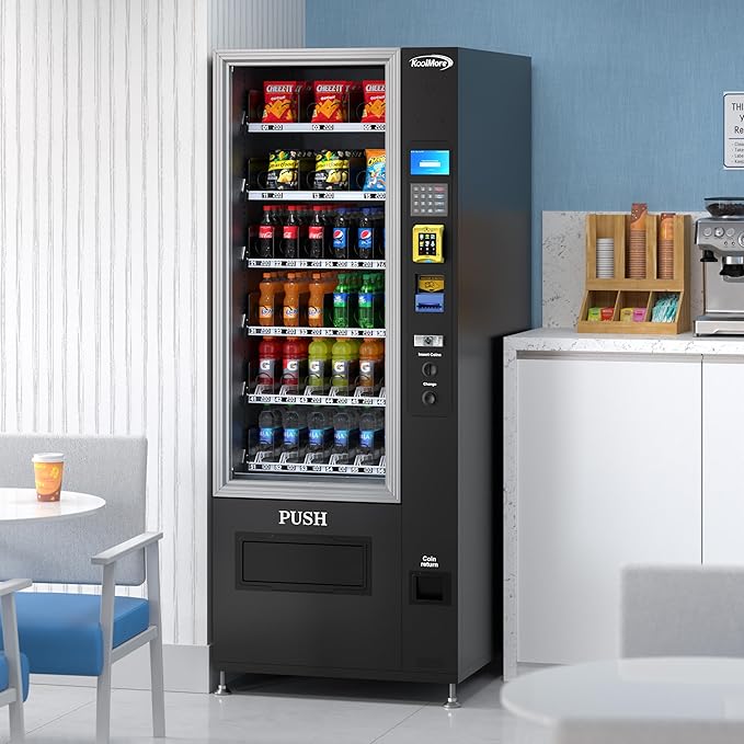 KoolMore Refrigerated Snack Vending Machine with 36 Slots Featuring Credit Card Reader and Bill Acceptor in Black (KM-VMR-30-BR)