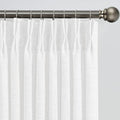 White Linen Pinch Pleated Semi Sheer Curtains 2 Panels 45 Inches Long, Back Tab with Hooks, Window Treatment Curtains for Bedroom Cabin 42 Inch Wide