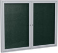 Ghent 36"x48" 2-Door Outdoor Enclosed Vinyl Bulletin Board, Shatter Resistant, with Lock, Satin Aluminum Frame - Ebony (PA23648VX-183 ), Made in the USA