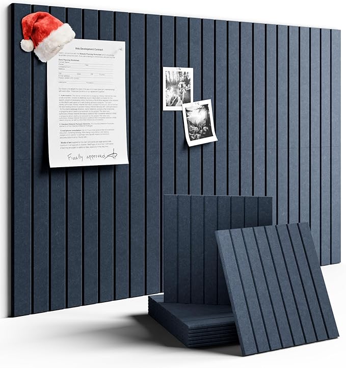 Large Felt Bulletin Board 36" x 24" Cork Board Alternative-6 Pack with 40 Safe Removable Adhesive Tabs, Cork Boards for Walls Cork Board for Home Office Classroom Pin Board-Navy Blue