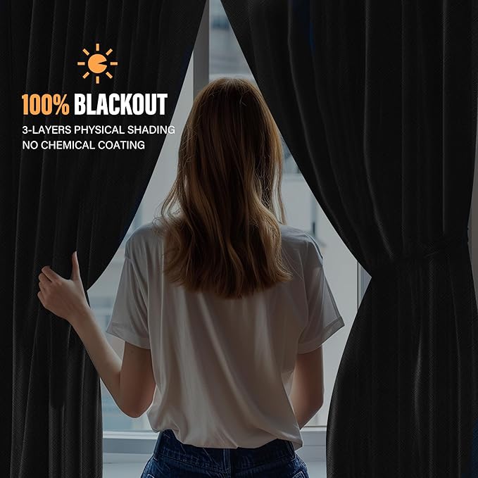 Room Divider Curtains with Flexible Ceiling Tracks Set,Blackout Curtain Ceiling Mount Curtain Track Privacy Room Dividers Ceiling Track Curtain Rod(Black Drape & Black Rail W 10 × H 8 FT)