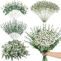 Serwalin 50 Pcs Mixed Artificial Eucalyptus Stems,Babys Breath Artificial Flowers Bulk with Faux Eucalyptus Leaves Greenery Stems for Wedding DIY Bouquets Floral Arrangement Home Decor