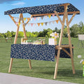 Outdoor Vendor Cart, Portable Cart with Canopy, Movable Stall Display Stand, Foldable Vending Stand Kiosk Display Trolley with Canopy, for Market, Street Food, Events(Blue 4,120cm/47.2in)