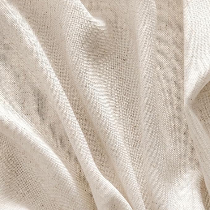 MIULEE Non-See-Through Privacy Linen Curtains 2 Panels, Light Filtering Window Curtains Farn House Textured Back Tab Semi Sheer Drapes for Bedroom Living Room, 52 x 63 Inches Long, Birch