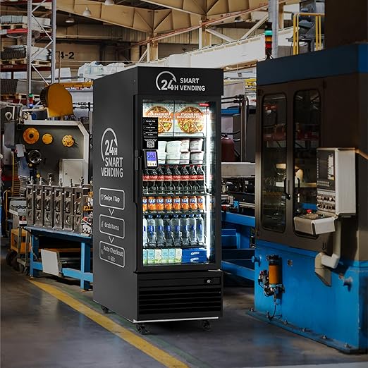 HAHA Smart Vending DC-550D Combo Vending Machine,Smart Refrigerated Beverage Vending Machine with Touch Card Reader - Capacity 378 Bottles (Black, AI Frozen)