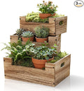 3 Pcs Decorative Wood Crates for Display, 3 Size Large Rustic Nesting Crates with Handles Farmhouse Wooden Box Basket Container
